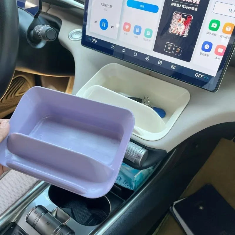 boîte rangement voiture violet blanc mat moderne pliable antidérapante téléphone lunettes portefeuilles clés