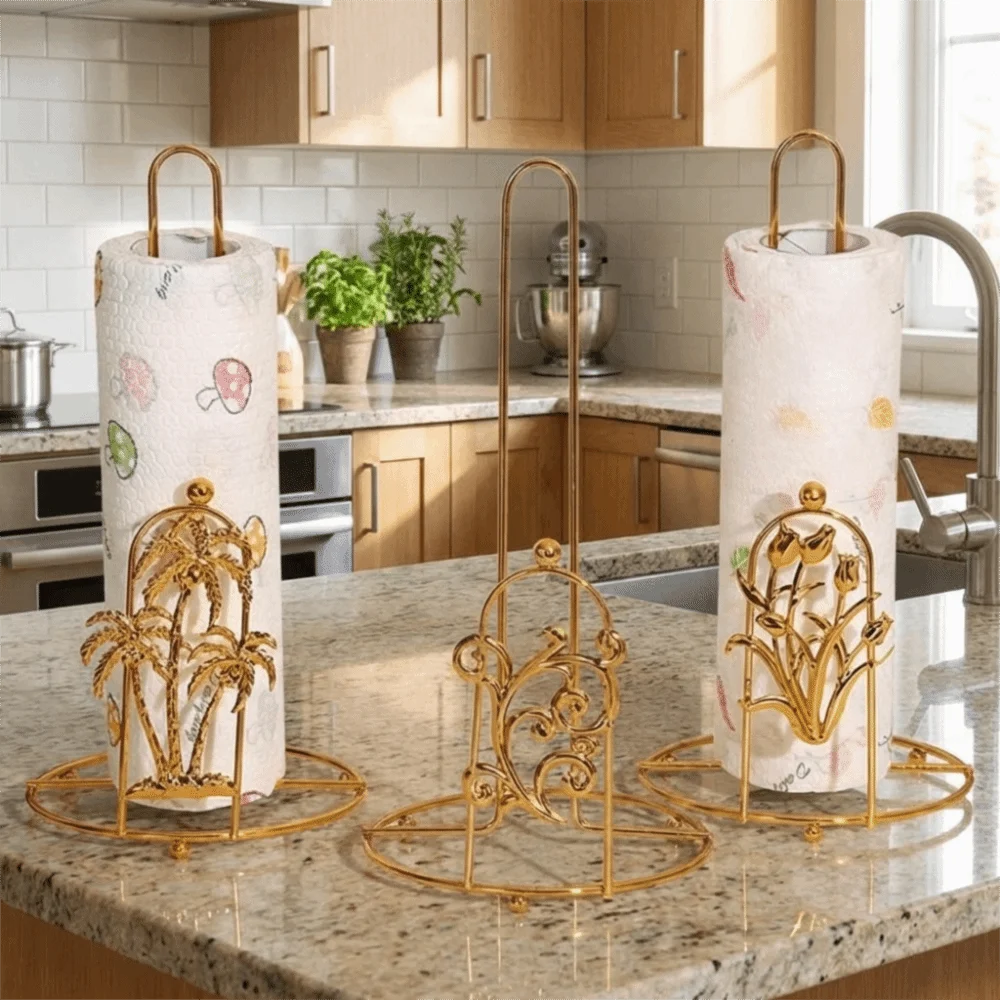 porte serviettes papier moderne élégant motifs floraux blanc doré réutilisable sans bpa