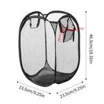 panier linge noir gris moderne réutilisable polyestère wwash me laundary imprime poignées multifonction salle