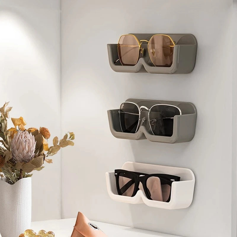 porte lunettes mural gris blanc adhésif moderne minimaliste organiser maison vitrine verre haute qualitéABS