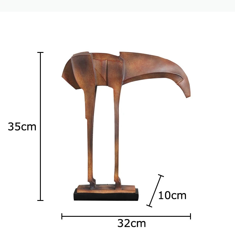 sculpture moderne cheval cuir marron décoration intérieure art abstrait animal compagnie ornement fixe sans