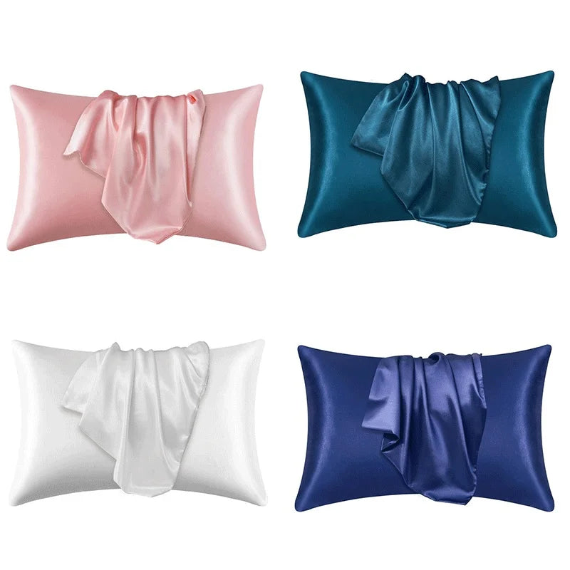 taie d'oreiller soie satinée moderne housse coussin décorative chambre coucher