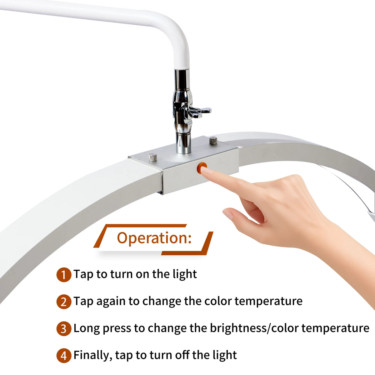 lampe led flexible miroir intégré deux lampes arc blanc noir moderne clips montée