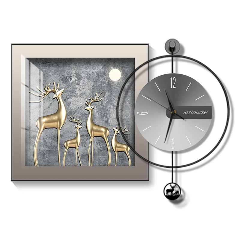 horloge murale moderne métal cadre décoratif salon maison aiguille silencieuse grande taille