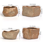 pots céramique succulentes aspect pierre naturelle moderne rustique drainage marron gris