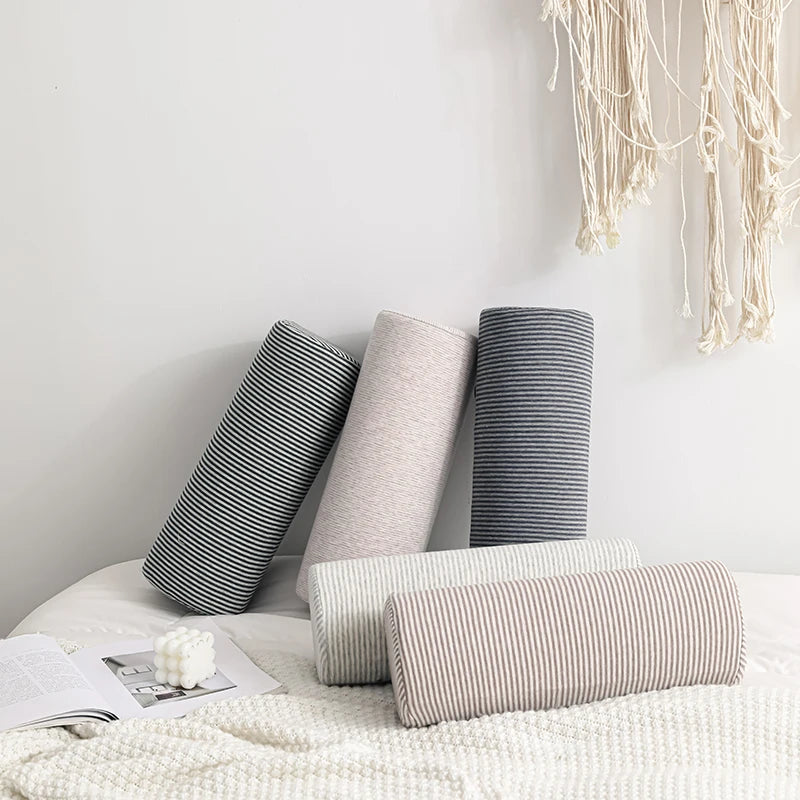 coussin cervical mousse mémoire forme coton rayures gris moderne literie massage anti apnée refroidissement