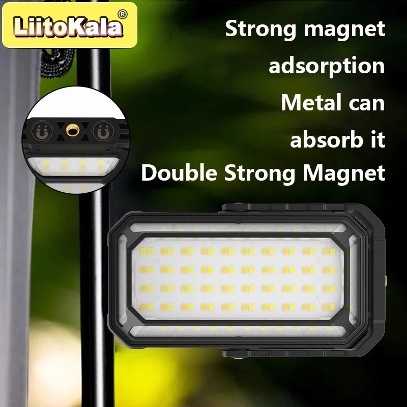 lampe camping solaire rechargeable 1200lm led 12h autonomie ipx4 étanche moderne noire abs matériaux