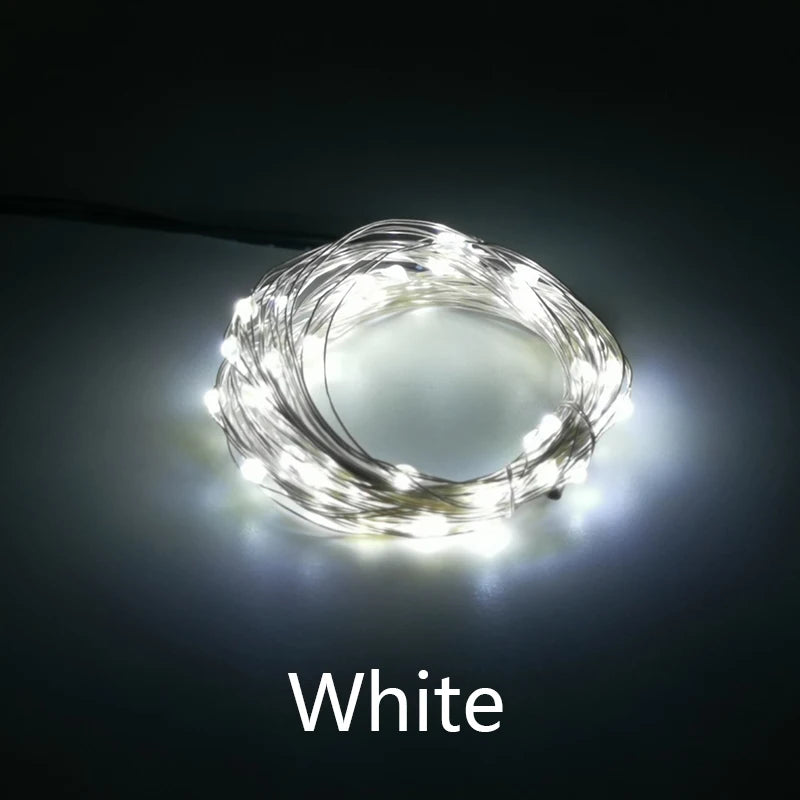 Guirlande lumineuse LED fil cuivre 12V multicolore 5M 10M 50 100 LEDs moderne