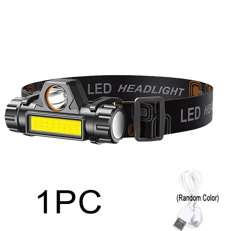 lampe frontale led rechargeable étanche mode moderne bande détachable noir 10w haut moyen bas