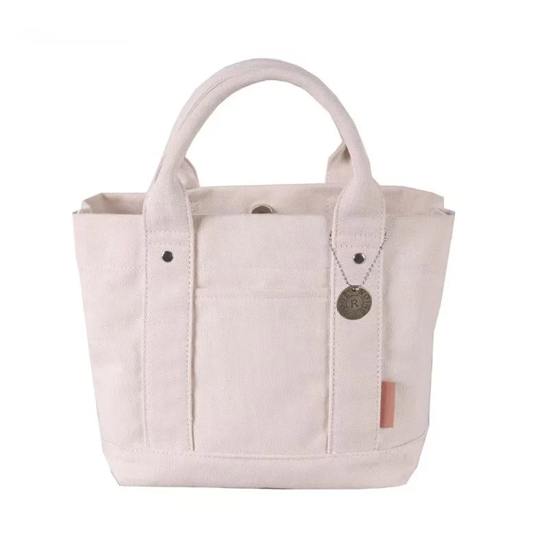 sac main toile blanc beige rose bleu marine moderne casual porte cartes étiquettes personnalisables