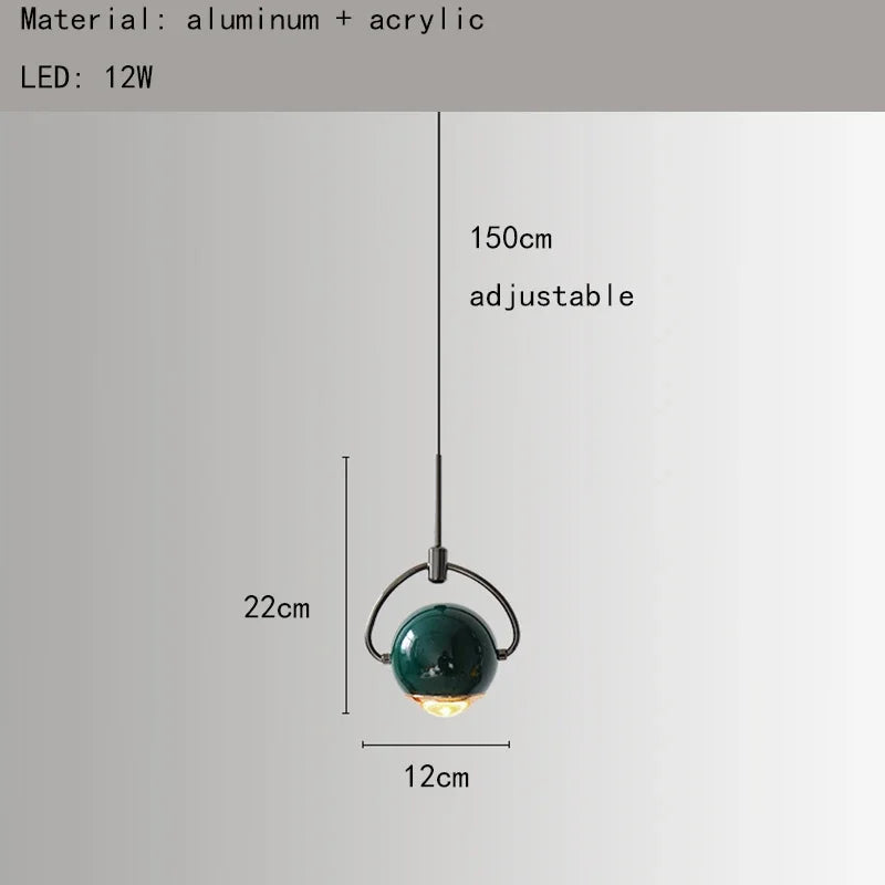 lumières suspendues modernes vert foncé rouge or blanc LED chambre salon étude