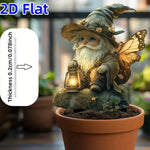 décoration jardin gnome lanterne papillons blanc jaune terreux fantaisiste conte fées