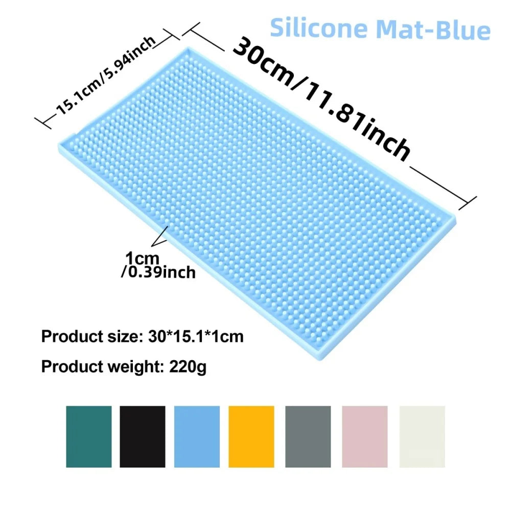 tapis bar moderne silicone perforé noir blanc bleu jaune gris rose anti dérapant