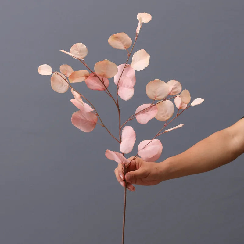 décoration intérieure branche artificielle feuilles ovales multicolore naturelle extérieur automne verte rose bleue orangée