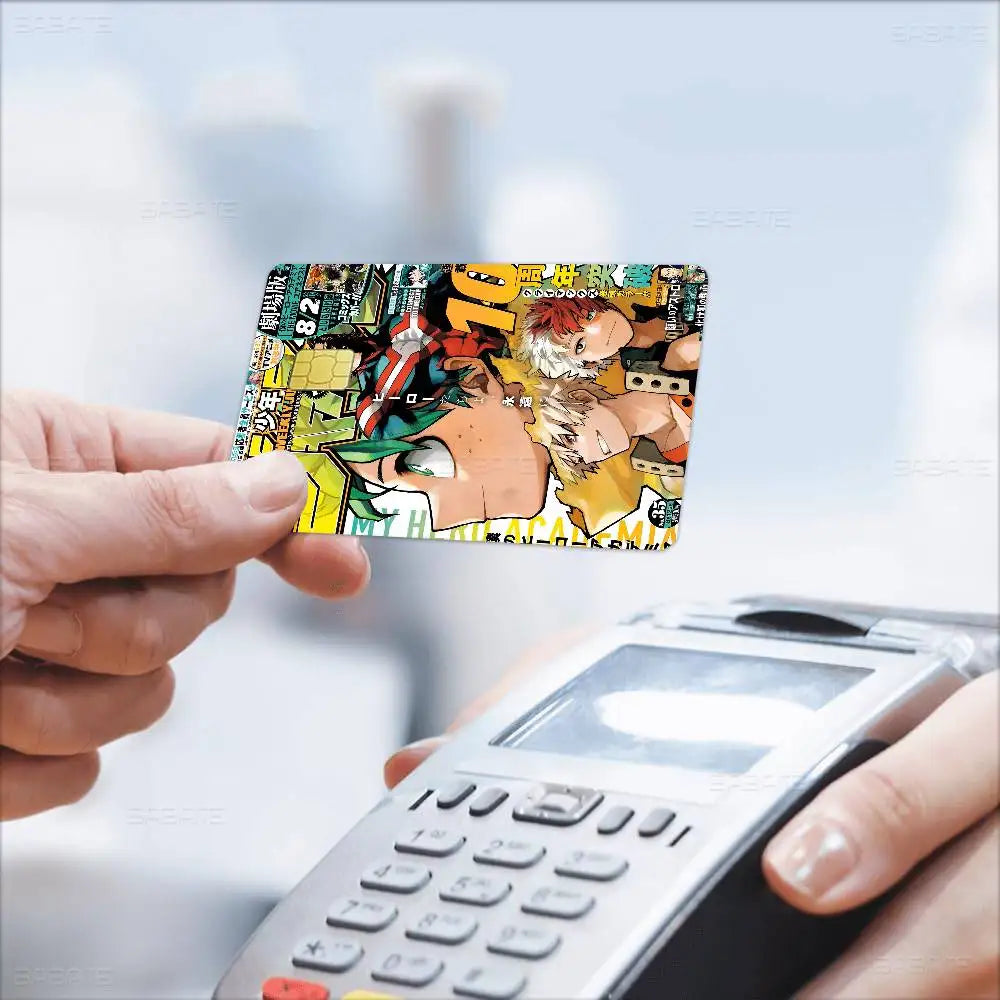sticker carte crédit anime katsuki bakugo personnalisable réutilisable waterproof multicolore