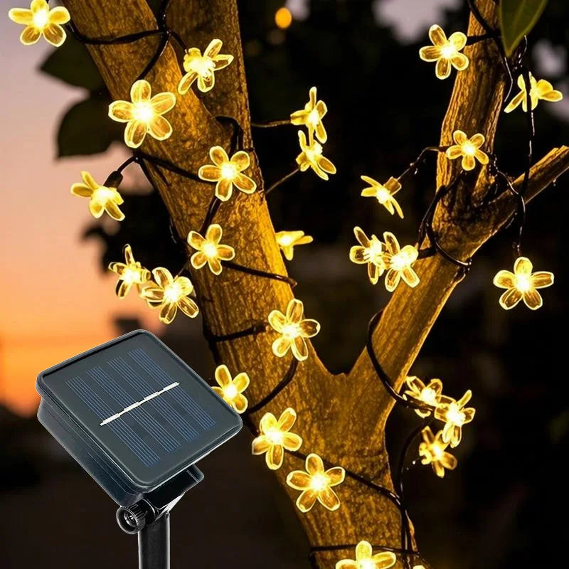 guirlande lumineuse solaire fleurs blanc chaud moderne extérieure autoinstallation ip44 abspiquetextérieurdécorationjardin