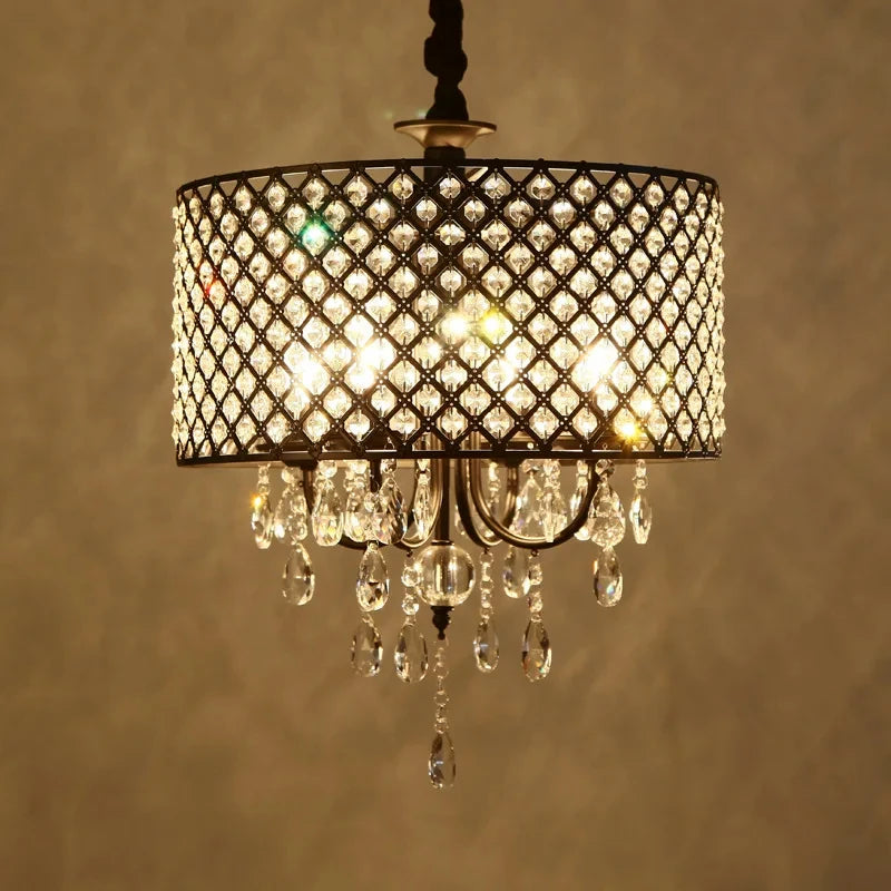 lustre pendentif noir argenté strass transparent classique chambre salon