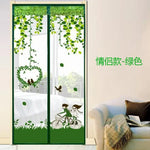rideau moustiquaire porte violet fleurs papillons moderne translucide adhésif clips branches