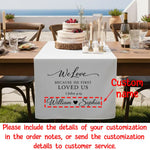 serviette table mariage monogramme feuilles texte personnalisé blanc classique élégant deco table nuptiale usage