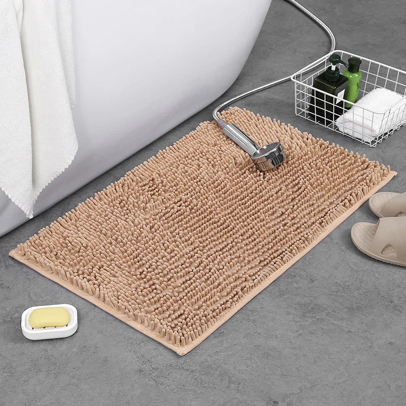 tapis bain polyester antidérapant gris vert bleu moderne bouclé 40x60cm cuisine salle bain prière