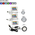 lampe led argent noir moderne télécommande adhésif 5v usb 3w