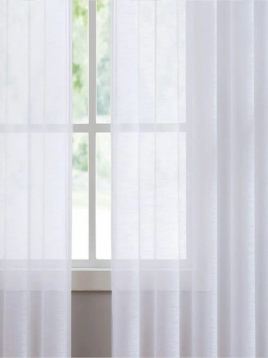 rideau transparent blanc moderne polyester tringle incluse chambre salon 100x120cm
