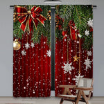 rideau noël classique branches flocons rouge vert opaques chambre salon