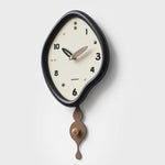 horloge murale moderne abstraite géométrique salon blanc noir pendule marron unique aiguille fixations