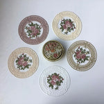 serviettes table brodées fleurs dentelées beige rose vert traditionnelles 12cm respectueuses environnement