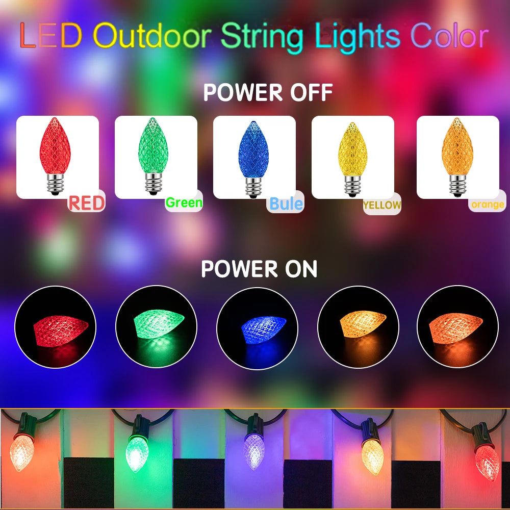 ampoules led multicolores rouge vert bleu jaune orange texturées clips coniques 25 pièces