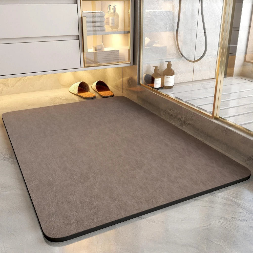 tapis sol antidérapant moderne marbré gris bleu clair salle bain porte absorption rapide decorationintérieur