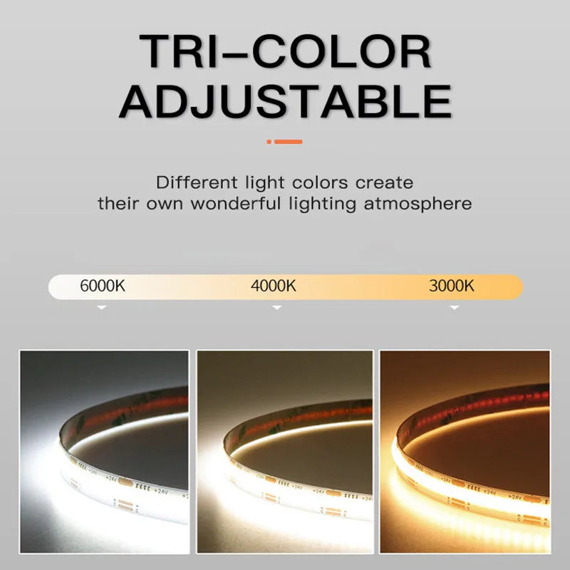 Ruban LED COB 2700K pour éclairage d'ambiance