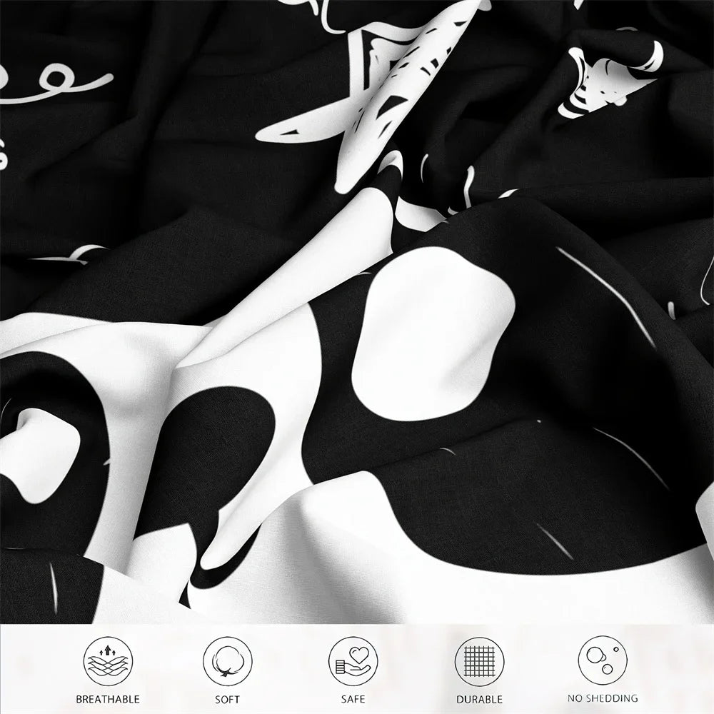 ensemble literie panda noir blanc housse couette deux taies d'oreiller moderne enfantin good night