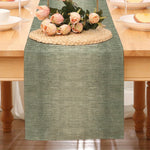 chaise table verte texturée moderne rustique fleurs vaisselle décoration intérieure nappe longue lin chambre