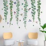 stickers muraux oiseaux lierre aquarelle naturels chambre enfants decoration murale adhésifs variés couleurs bleu