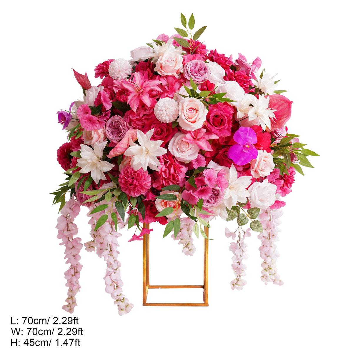 arche fleurs rose vif moderne décoration mariage anniversaire extérieur table blanche doré éléments