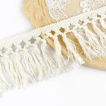franges macramé blanc noir motifs géométriques boho artisanal 5mètres