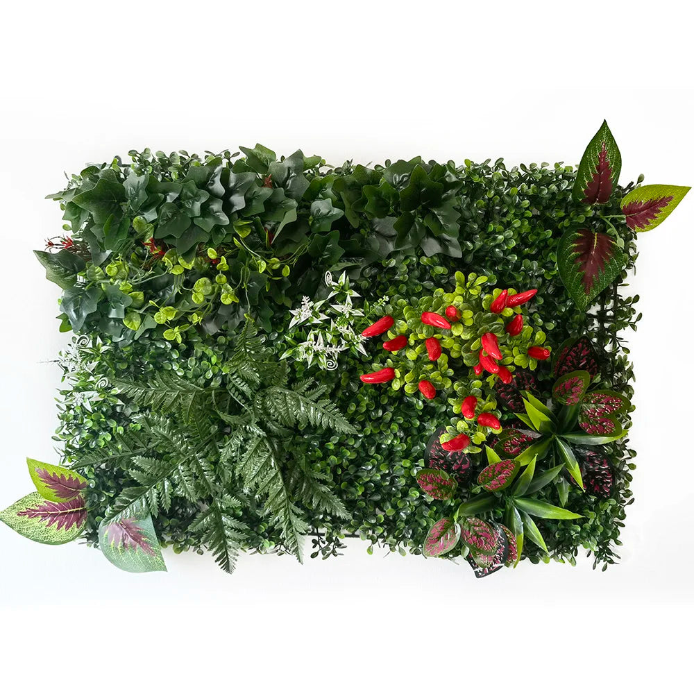 mural végétal artificiel feuilles fleurs moderne extérieur intérieur vert blanc