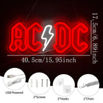néon lumineux rock roll ac dc high voltage couleurs vives logo texte fixations