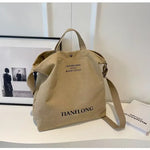 sac fourre tout tote bag toile décontracté lettre motif doux beige casual