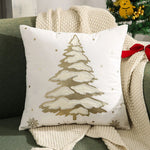 housses coussin noël arbre flocon doré blanc decoration maison car sofa 45x45cm handwash confort