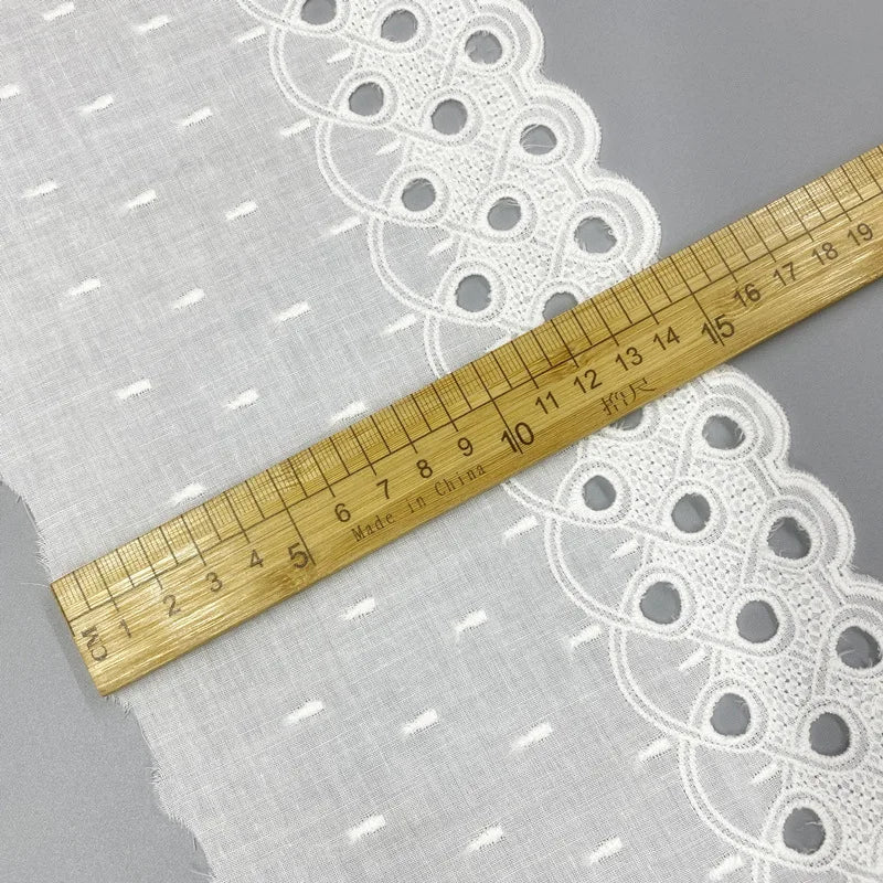 ruban dentelle coton blanc rose bleu classique 15cm opacité décoration points découpés bricolage couture