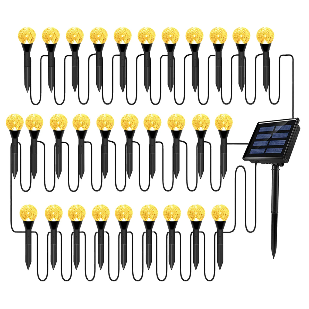 guirlande lumineuse solaire translucides 10 piquets 20 lumières blanc chaud multicolore moderneextérieur