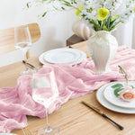 ruban table rose rayures horizontales moderne pompons fleurs séchées 90x180cm occasionnels événements
