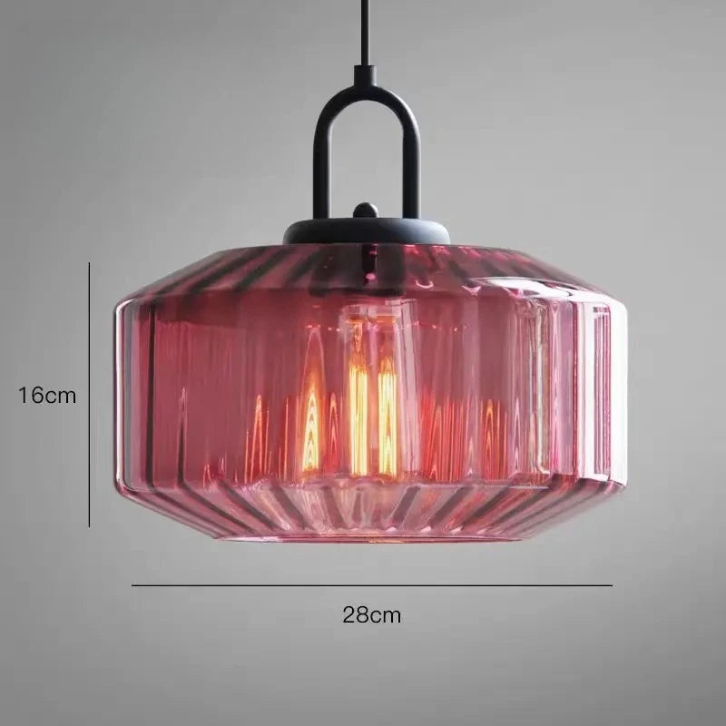 lampe suspendue moderne vert rose beige rayures horizontales opacité salon restaurant chambrehôtel