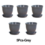 pots fleurs résine moderne blanc gris soucoupes arrosoir décoration intérieure plantes vertes