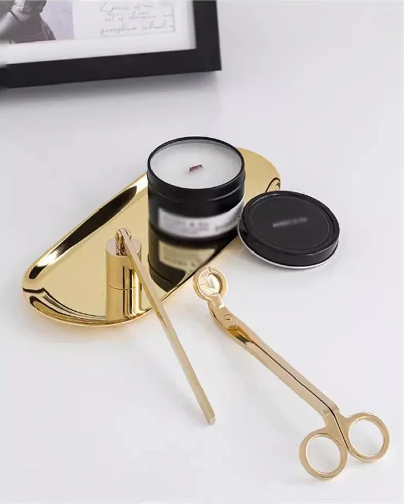 ciseaux bougie plateau moderne noir argent or rose gold geometrique
