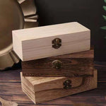 Boîte de rangement en bois rectangulaire style rétro couleur naturelle