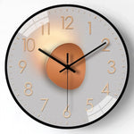 horloge murale moderne gris noir doré géométrique circulaire minimaliste quartz