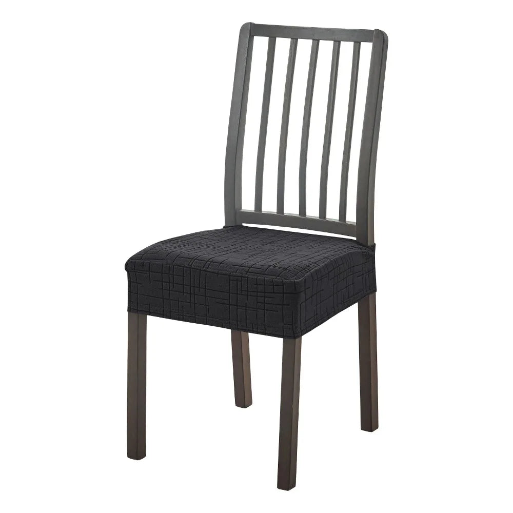 housses chaise moderne carreaux géométriques noir bleu marine gris clair polyester antidérapantes